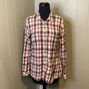 Horny Toad Women’s Small Plaid Casual Button Down Long Sleeve Chest Pockets